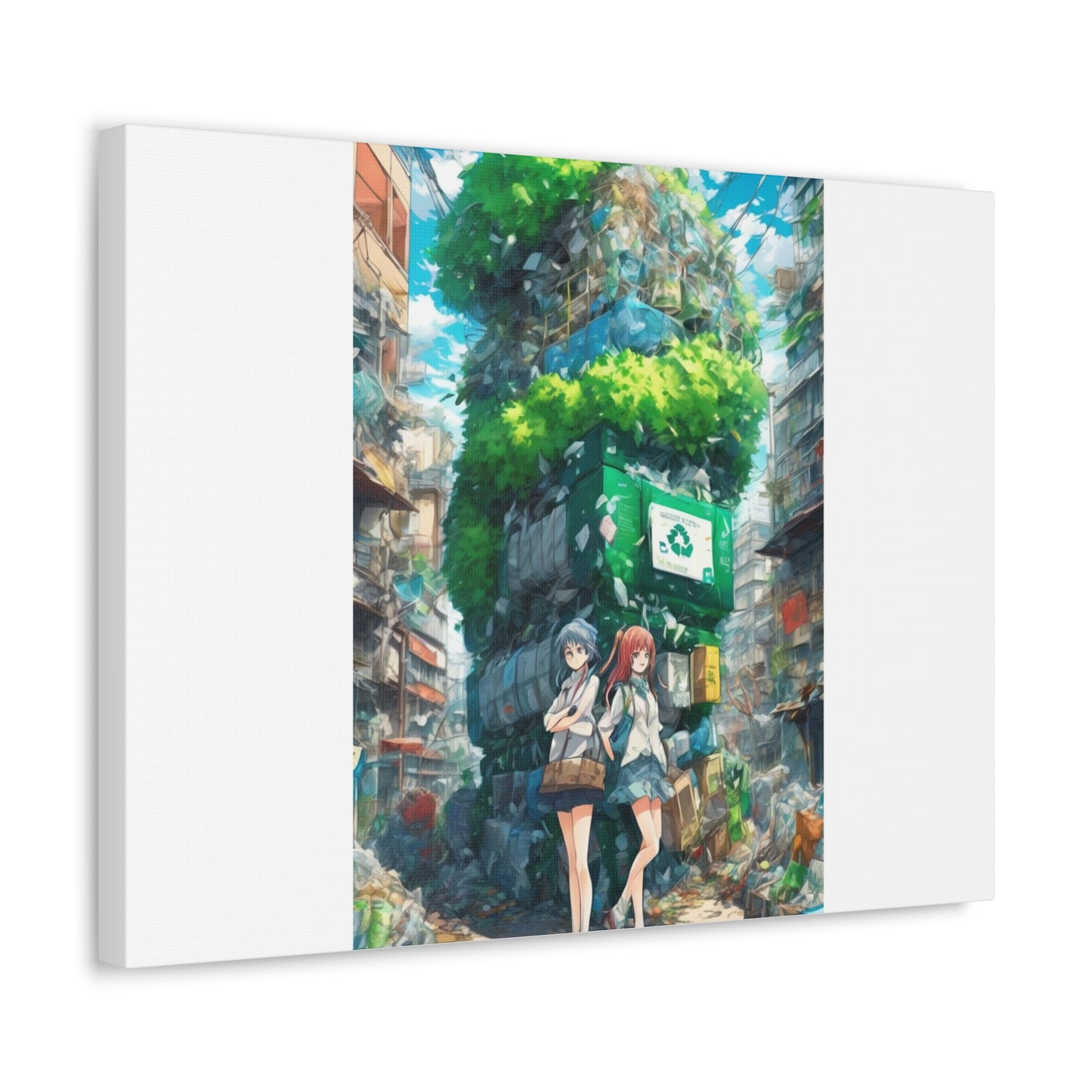 Urban Recycling Anime Friends Eco City Canvas Print