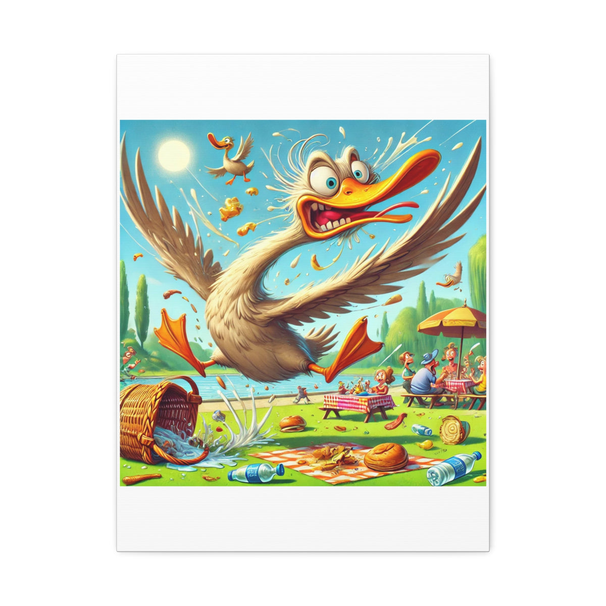 Chaotic Picnic Duck Funny Summer Canvas Wall Art