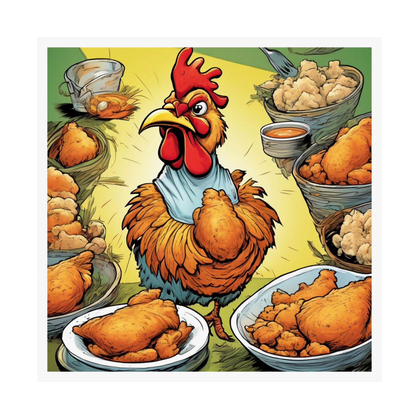 Funny Chicken Fried Food Comfort Food Art Poster
