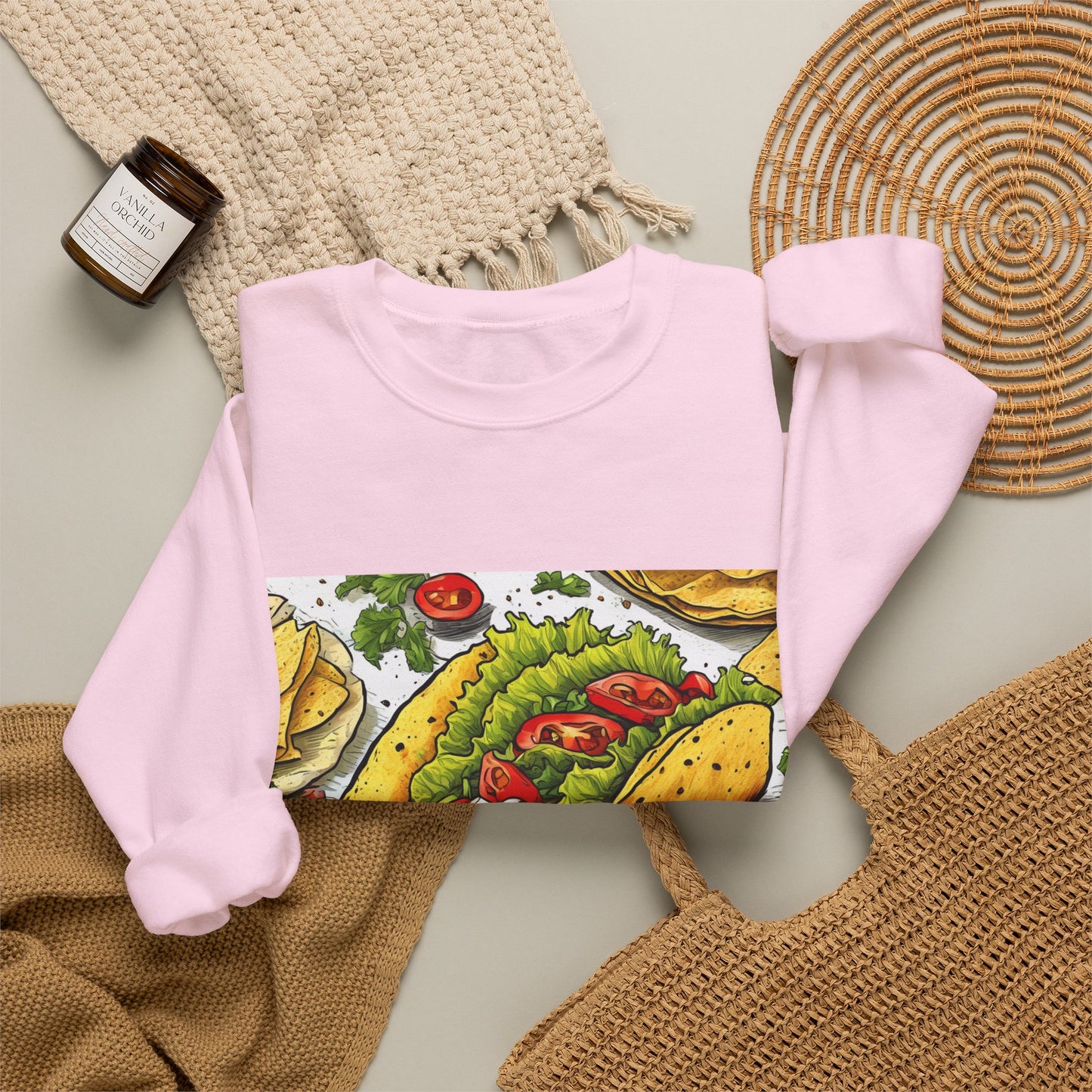 Bold Taco Illustration Foodie Gift Art Sweatshirt