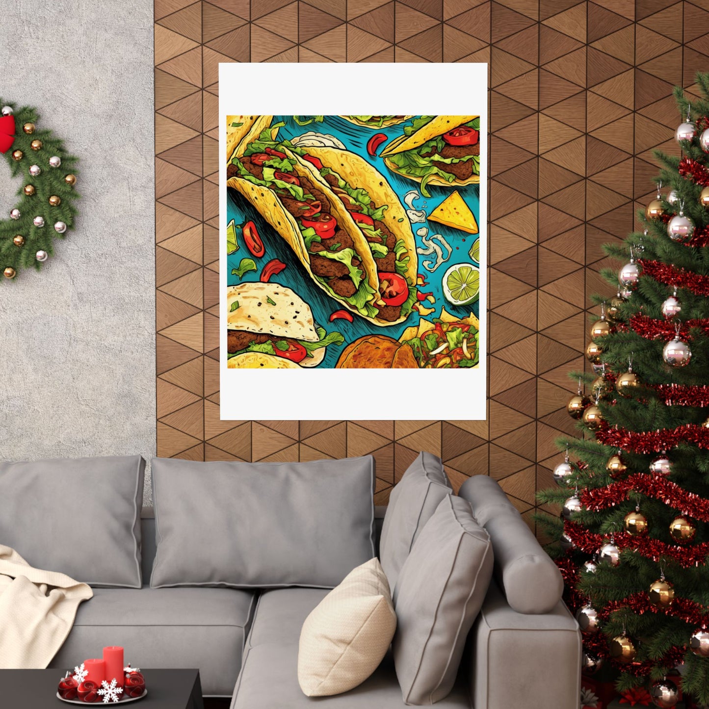 Taco Party Pattern Foodie Gift Art Poster