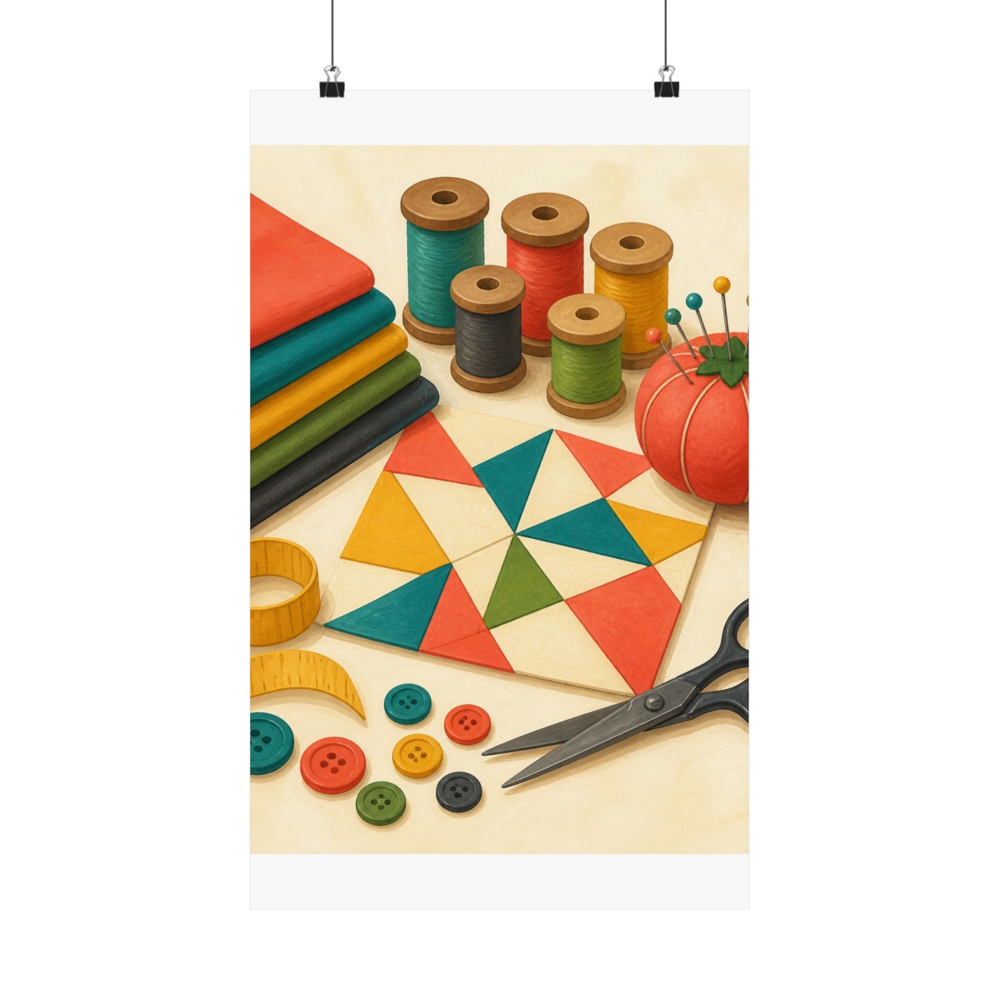Colorful Sewing and Quilting Hobby Poster