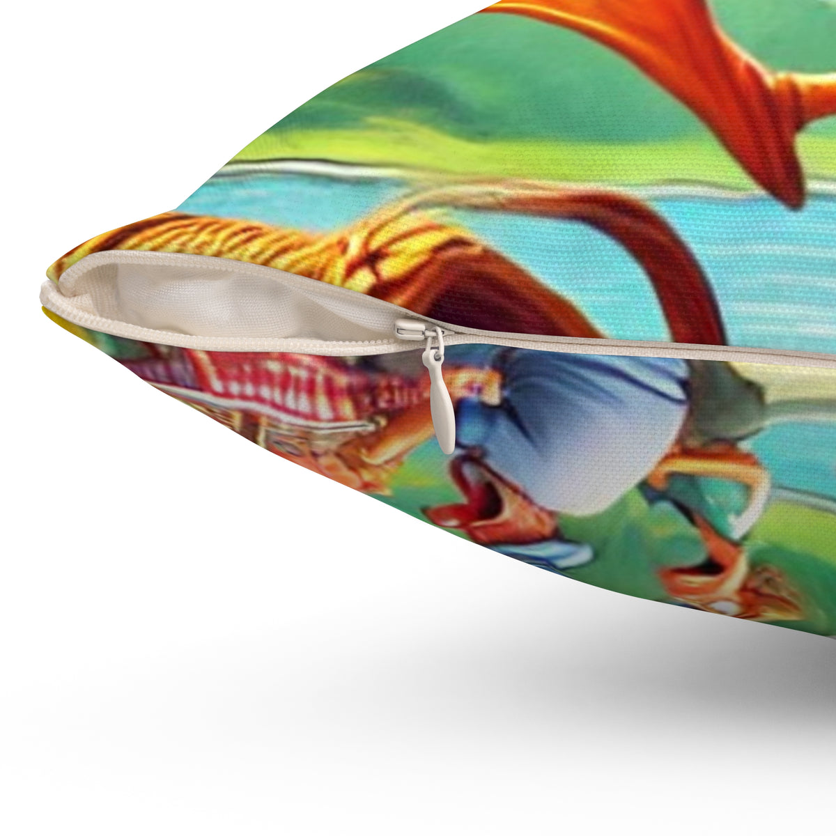 Chaotic Picnic Duck Funny Summer Decorative Pillow