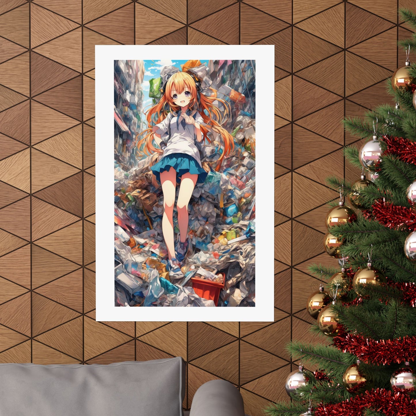 Recycling Rescue Anime Heroine Eco Street Art Poster