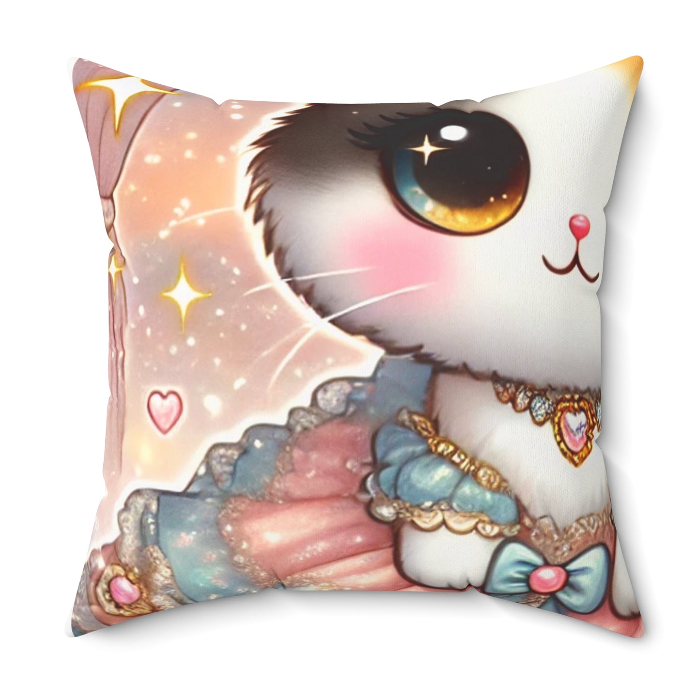 Pastel Princess Calico Cat Fantasy Decorative Pillow