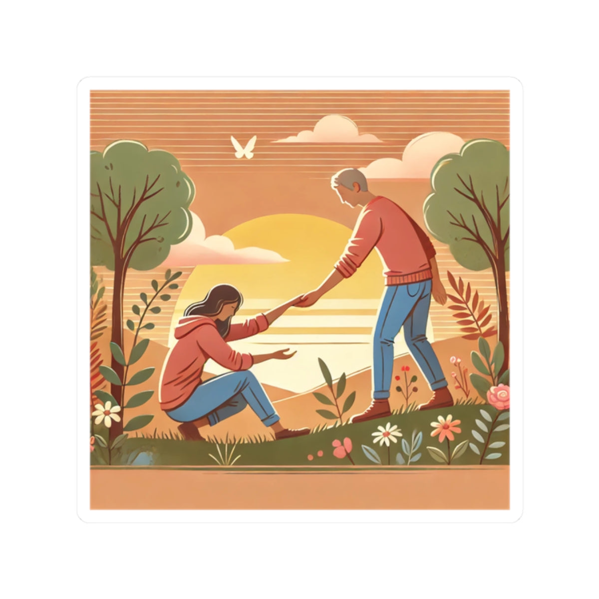 Helping Hands Sunset Garden Sticker