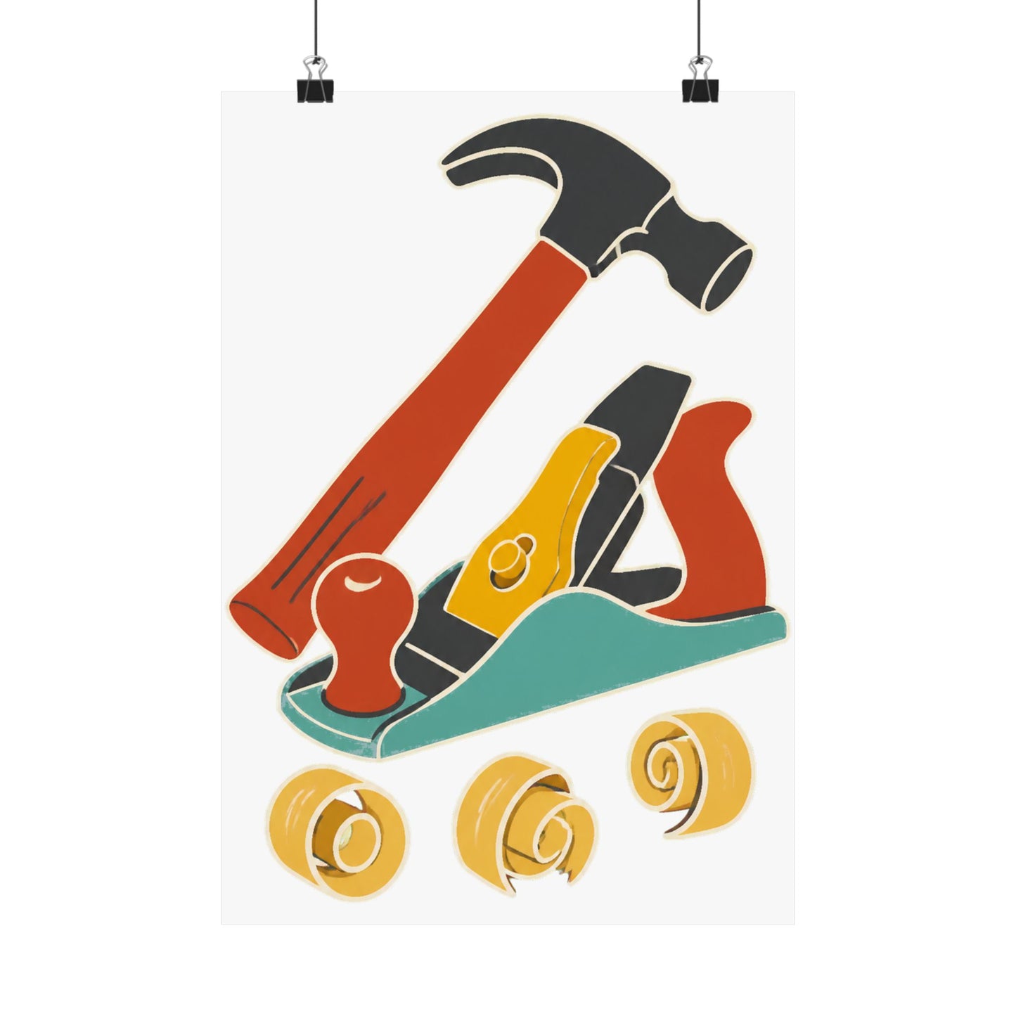 Carpenter Hammer Hand Plane Woodworking Art Poster