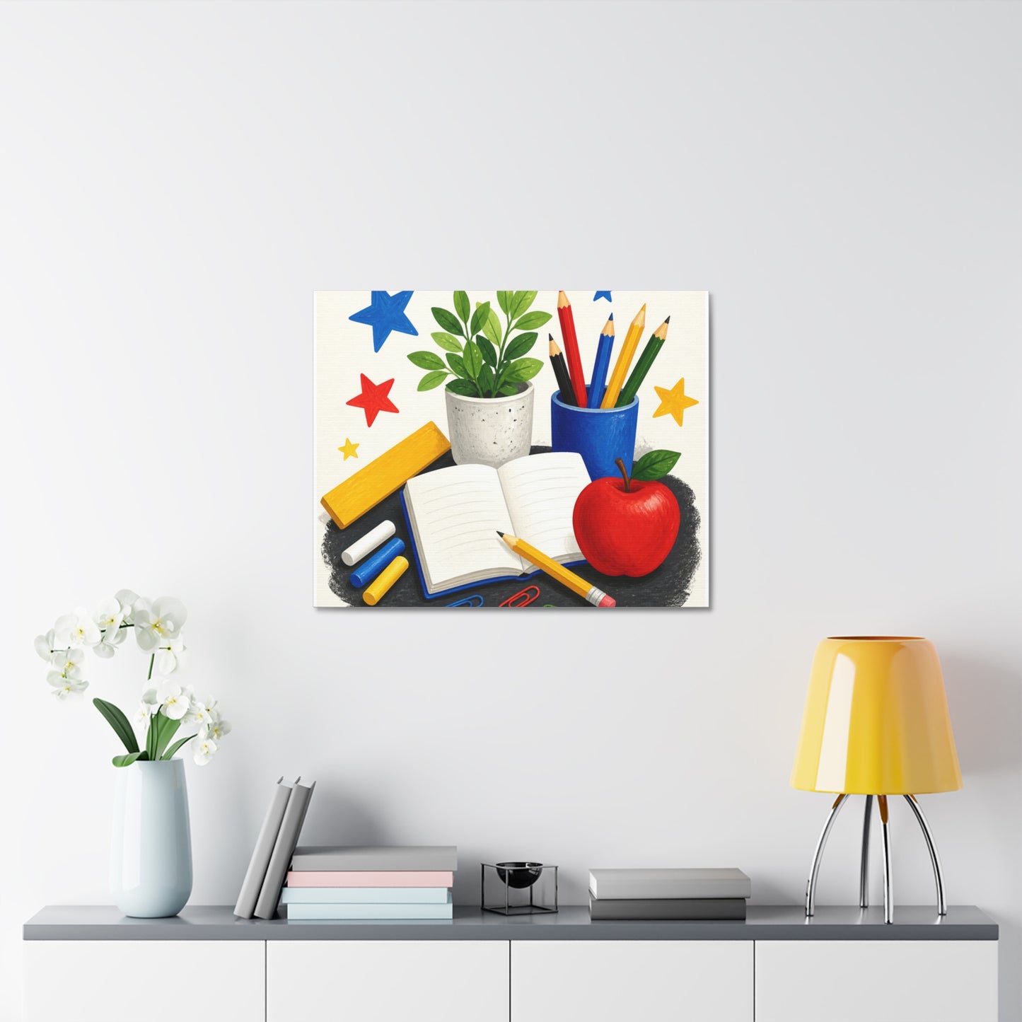 Colorful Classroom Supplies Teacher Appreciation Canvas Art