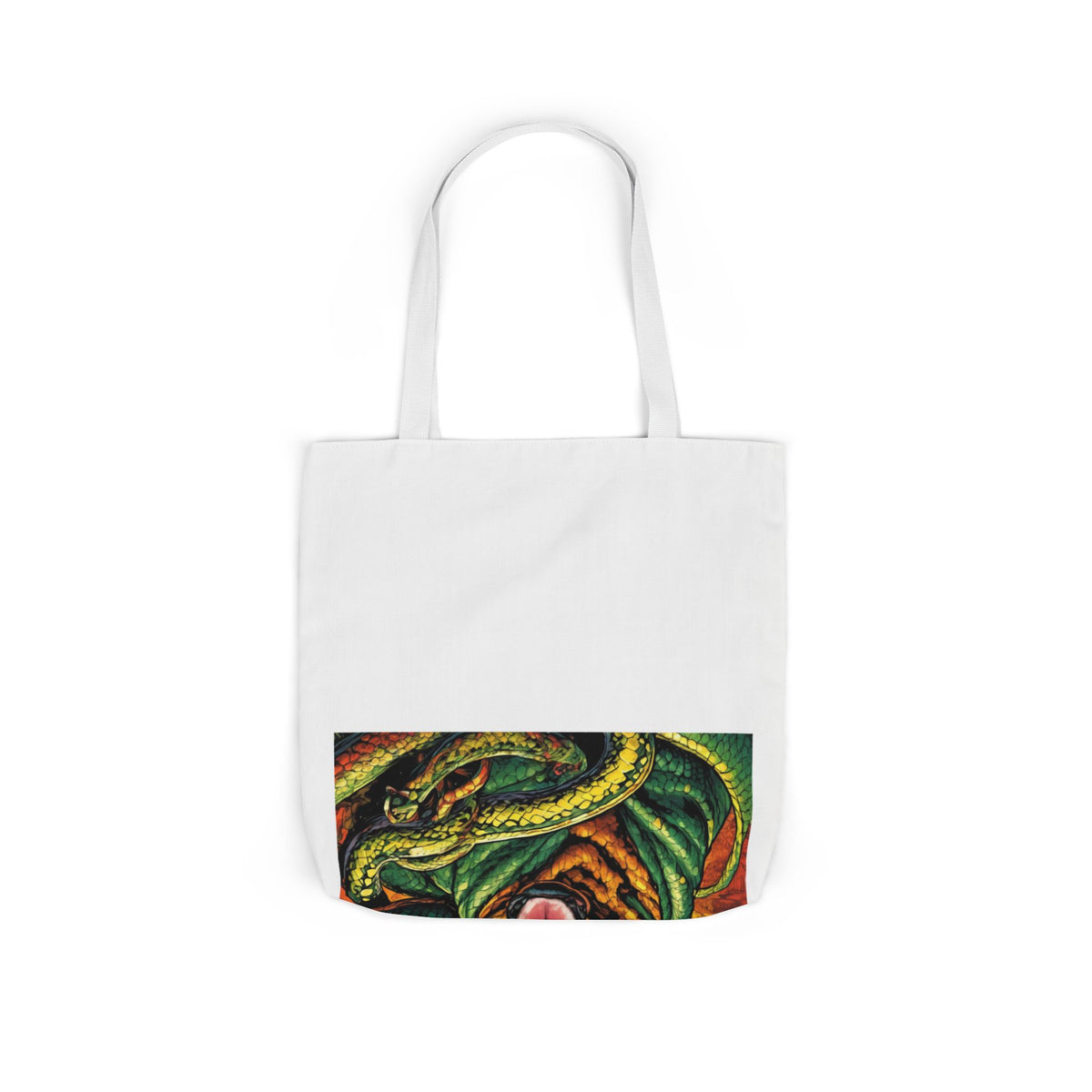 Surreal Serpent Hound Dark Fantasy Canvas Tote Bag