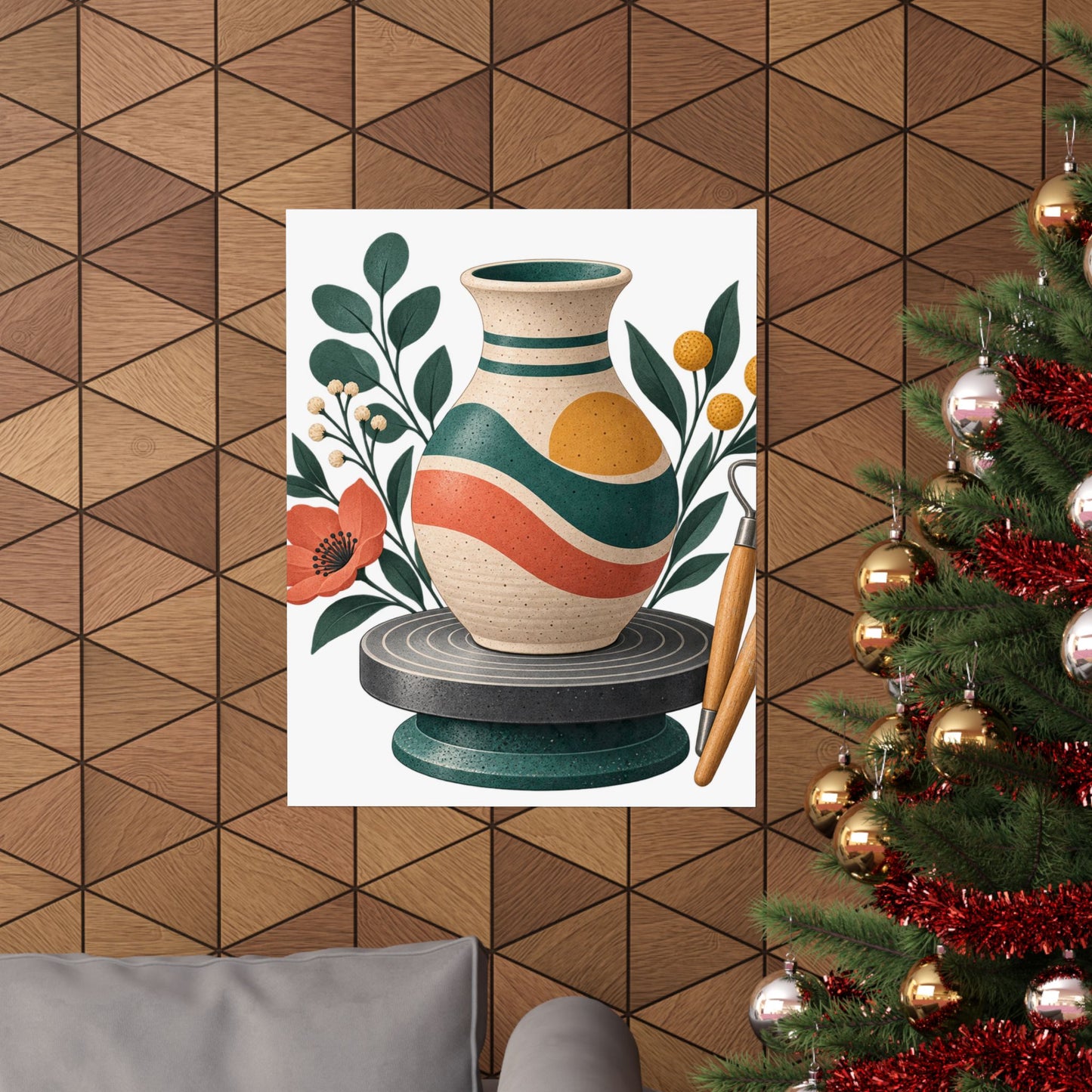 Midcentury Pottery Botanical Art Poster