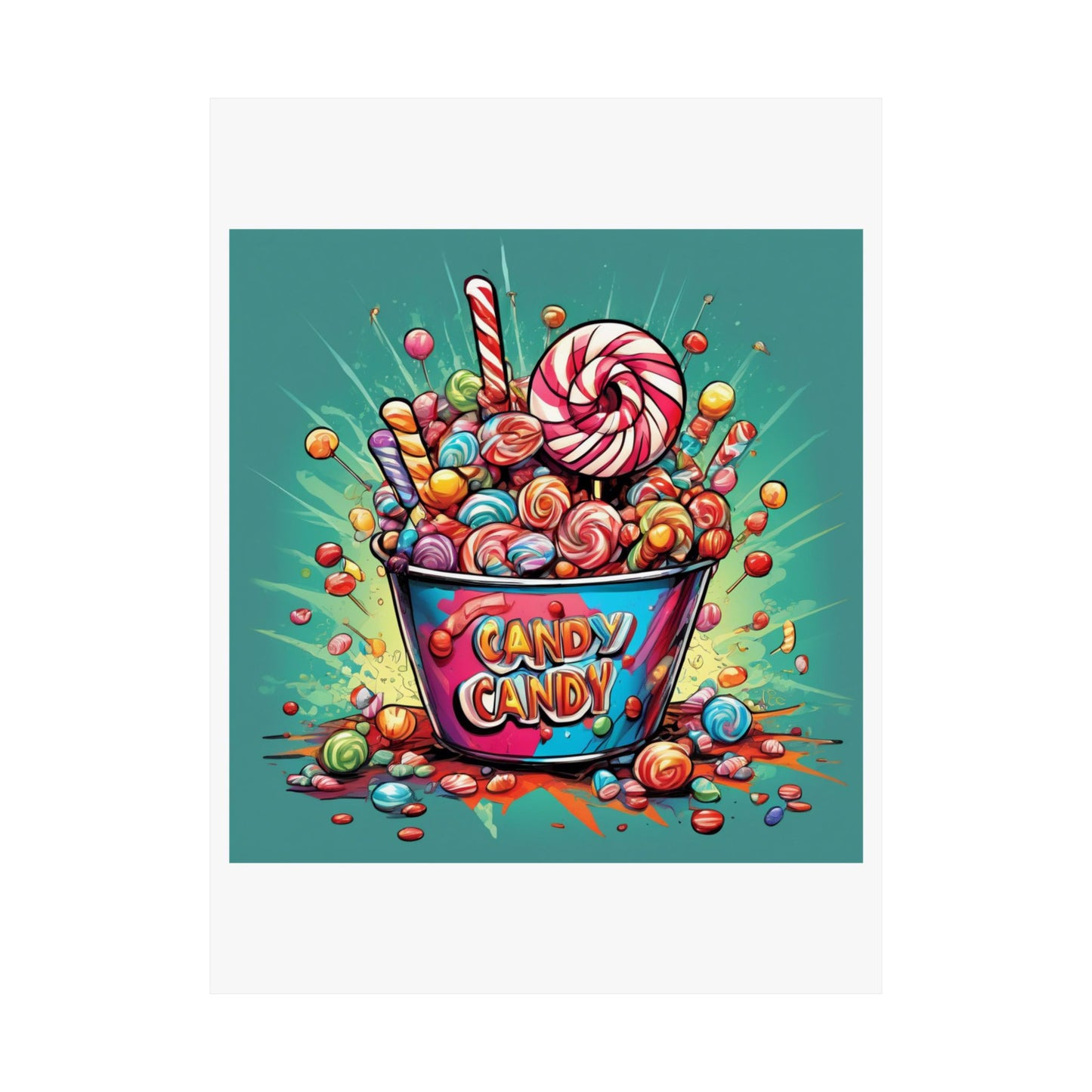 Holiday Candy Bucket Sweets Gift Art Poster