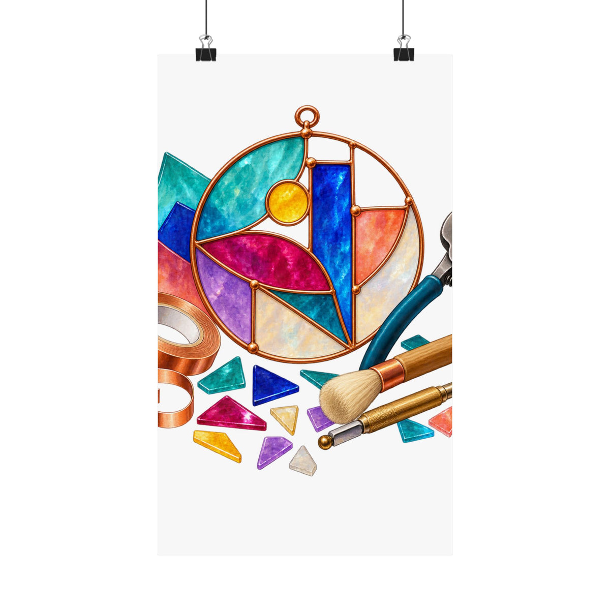 Abstract Stained Glass Suncatcher Workshop Poster