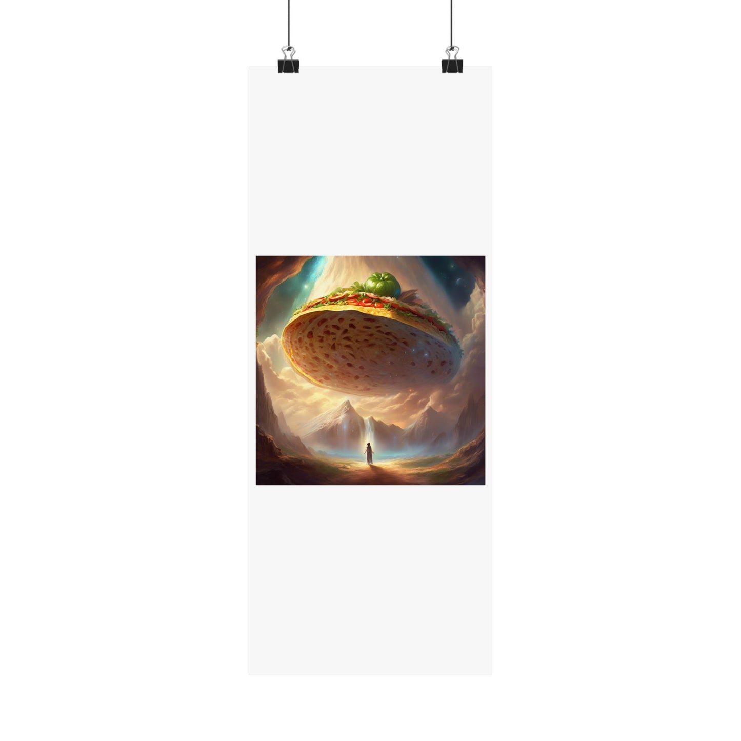 Cosmic Taco UFO Surreal Food Fantasy Art Poster