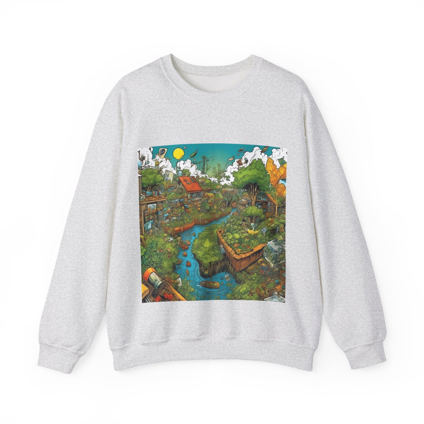Whimsical Garden Stream Nature Gift Art Sweatshirt