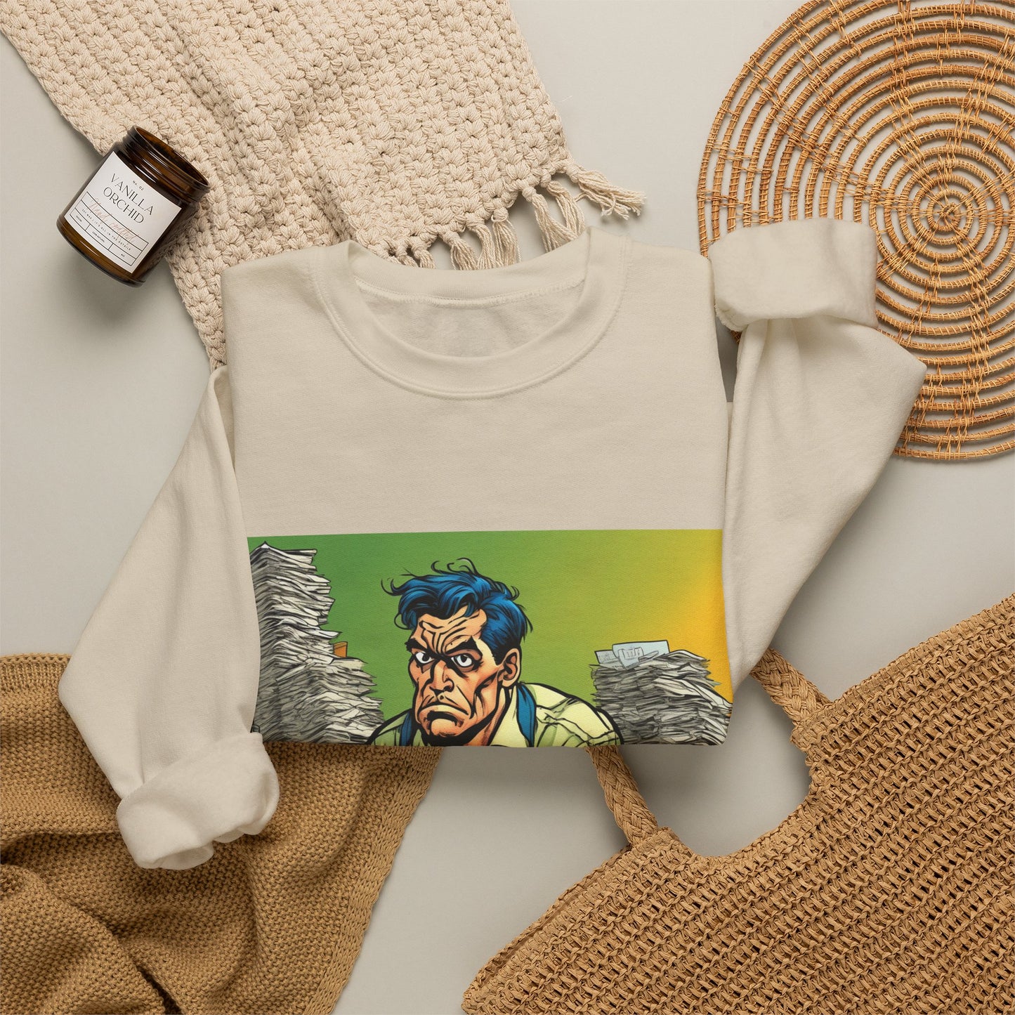 Paperwork Chaos Desk Worker Funny Office Art Sweatshirt