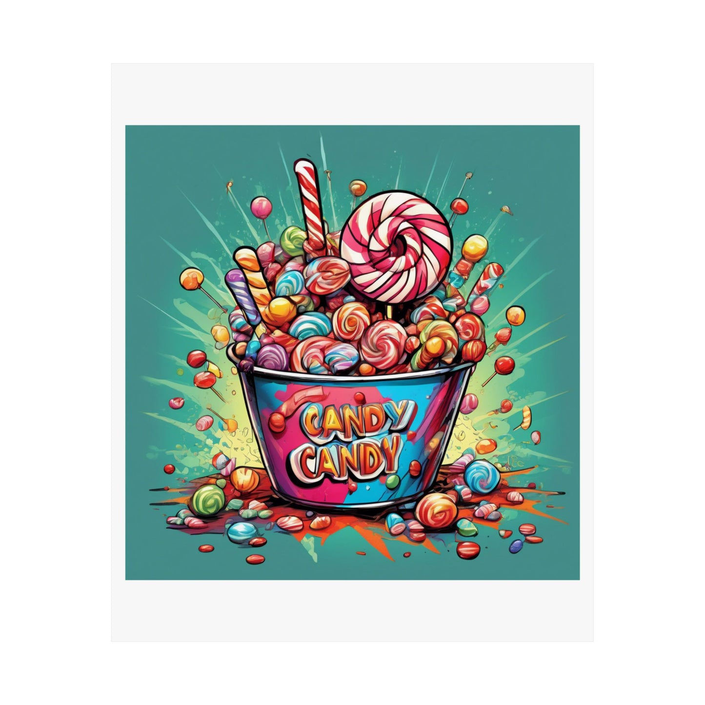 Holiday Candy Bucket Sweets Gift Art Poster