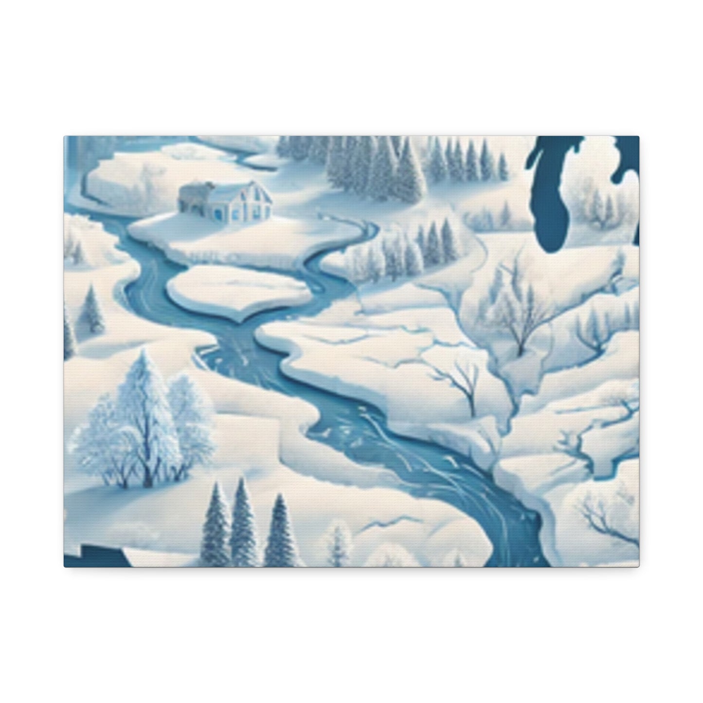 Winter USA Dreamscape Snowy Map Canvas Wall Art Travel Gift