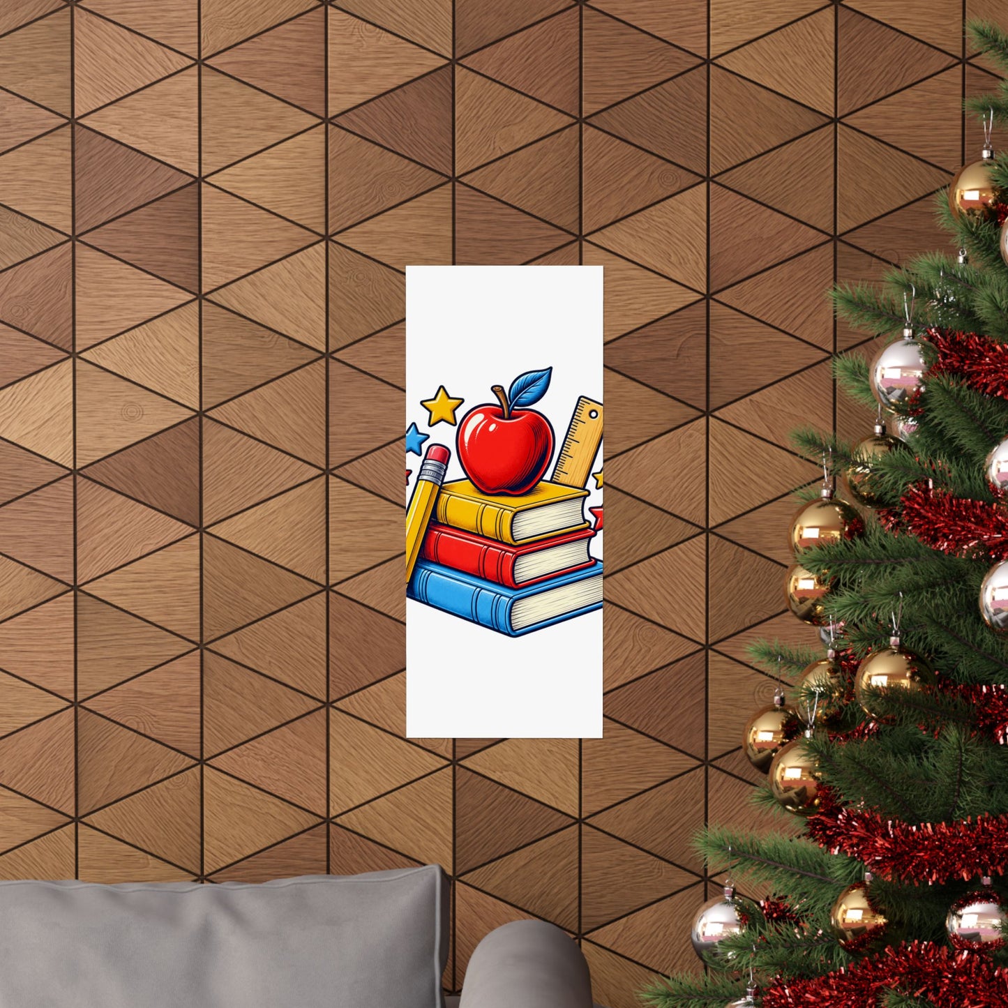 Retro School Books Apple Teacher Appreciation Art Poster