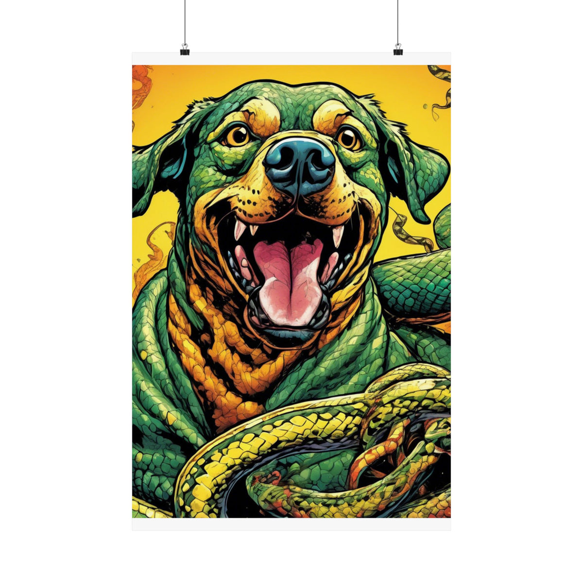 Surreal Serpent Hound Dark Fantasy Wall Art Poster