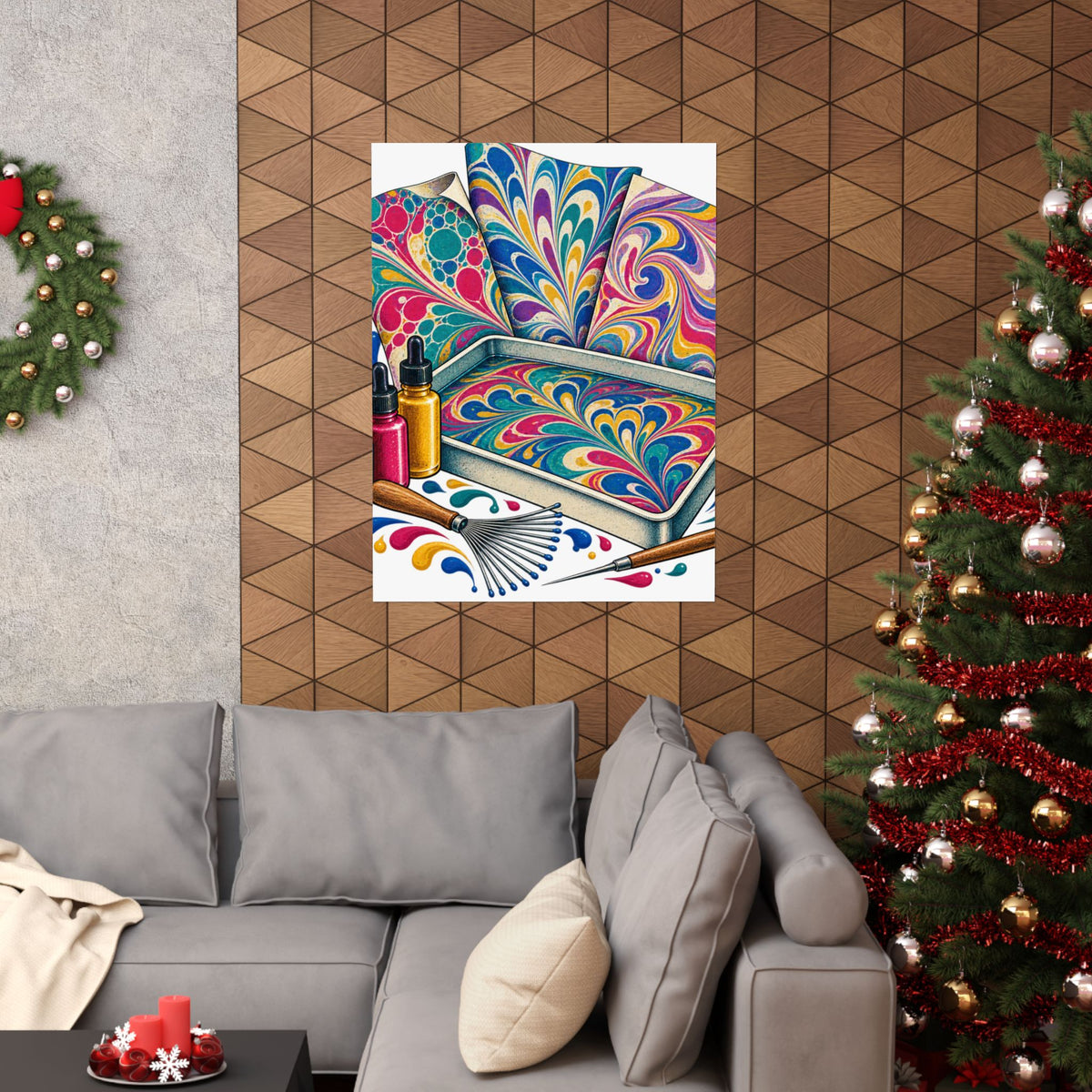 Colorful Paper Marbling Workshop Poster