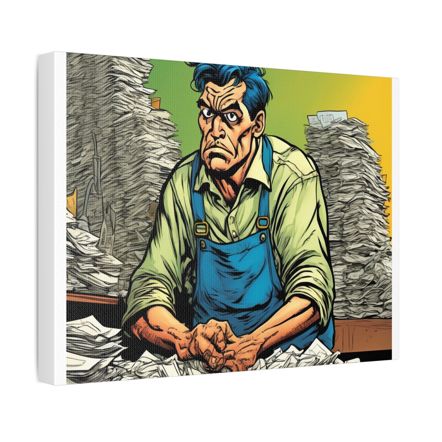 Paperwork Chaos Desk Worker Funny Office Art Canvas