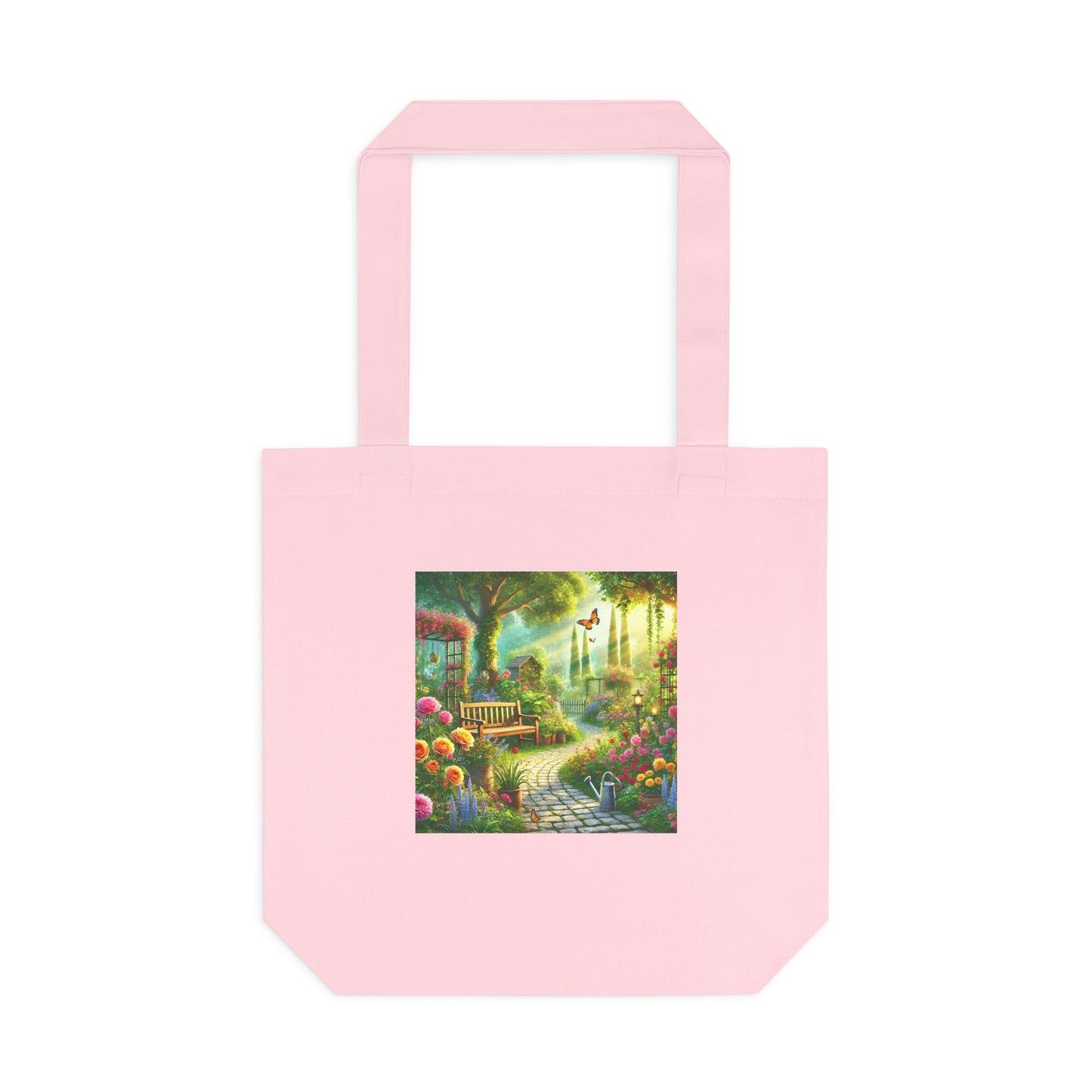 Sunlit Spring Flower Garden Bench Tote Bag
