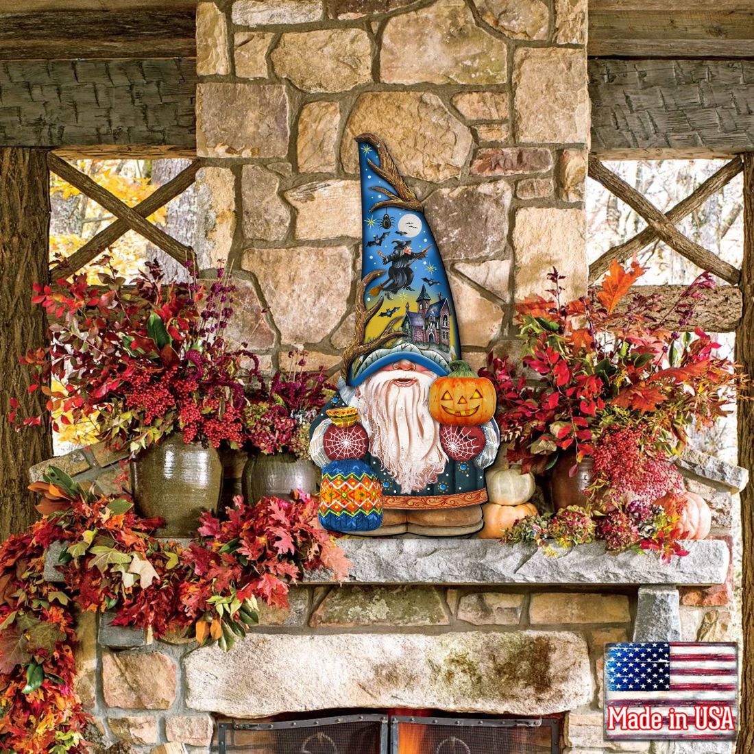 Halloween Gnome Door Decor by G. DeBrekht - Thanksgiving Halloween Decor - 8611016H