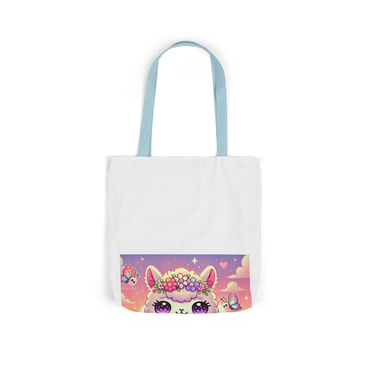 Pastel Floral Alpaca Garden Kawaii Canvas Tote Bag