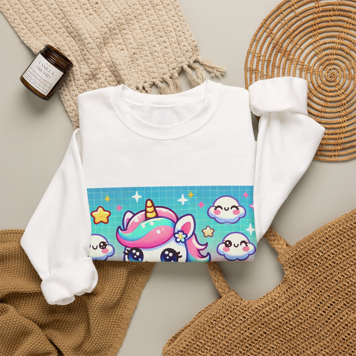 Pastel Rainbow Unicorn Cloud Kawaii Sweatshirt