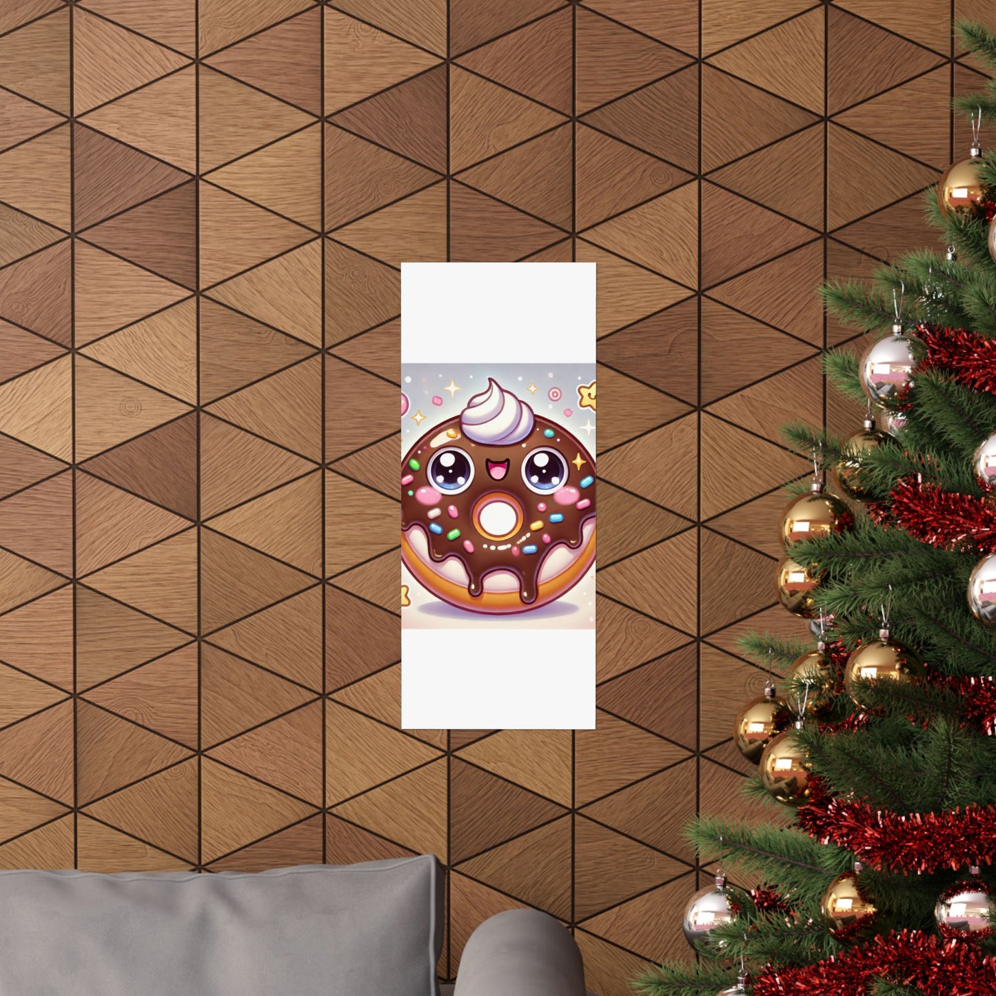 Kawaii Chocolate Donut Cute Dessert Art Poster