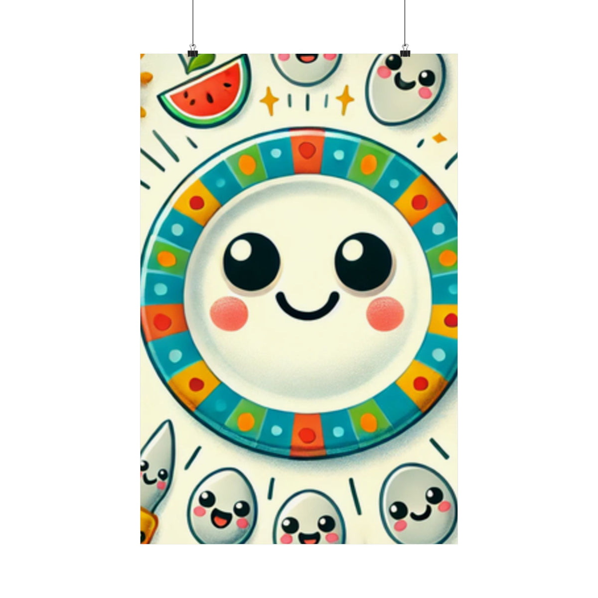 Happy Little Kitchen Club Kawaii Food Poster Kitchen Wall Art Decor