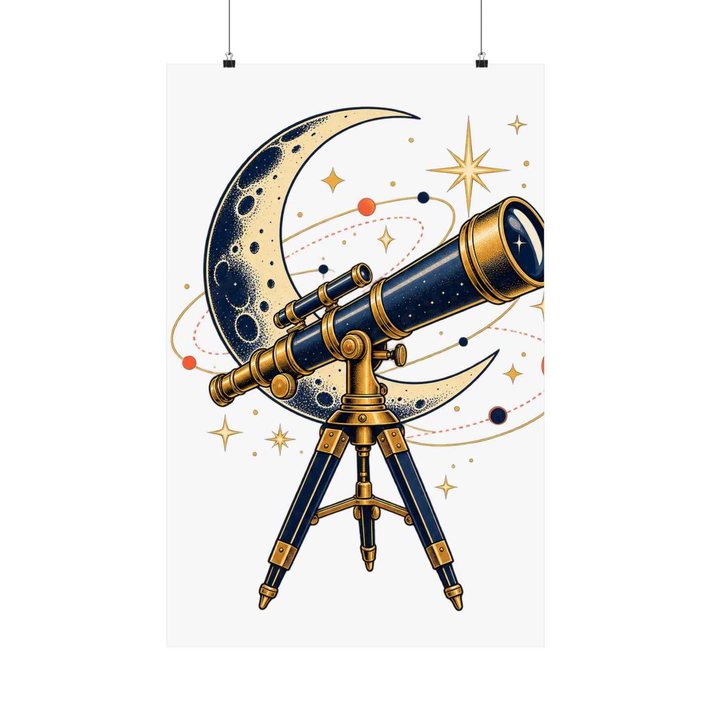 Vintage Telescope Celestial Astronomy Poster