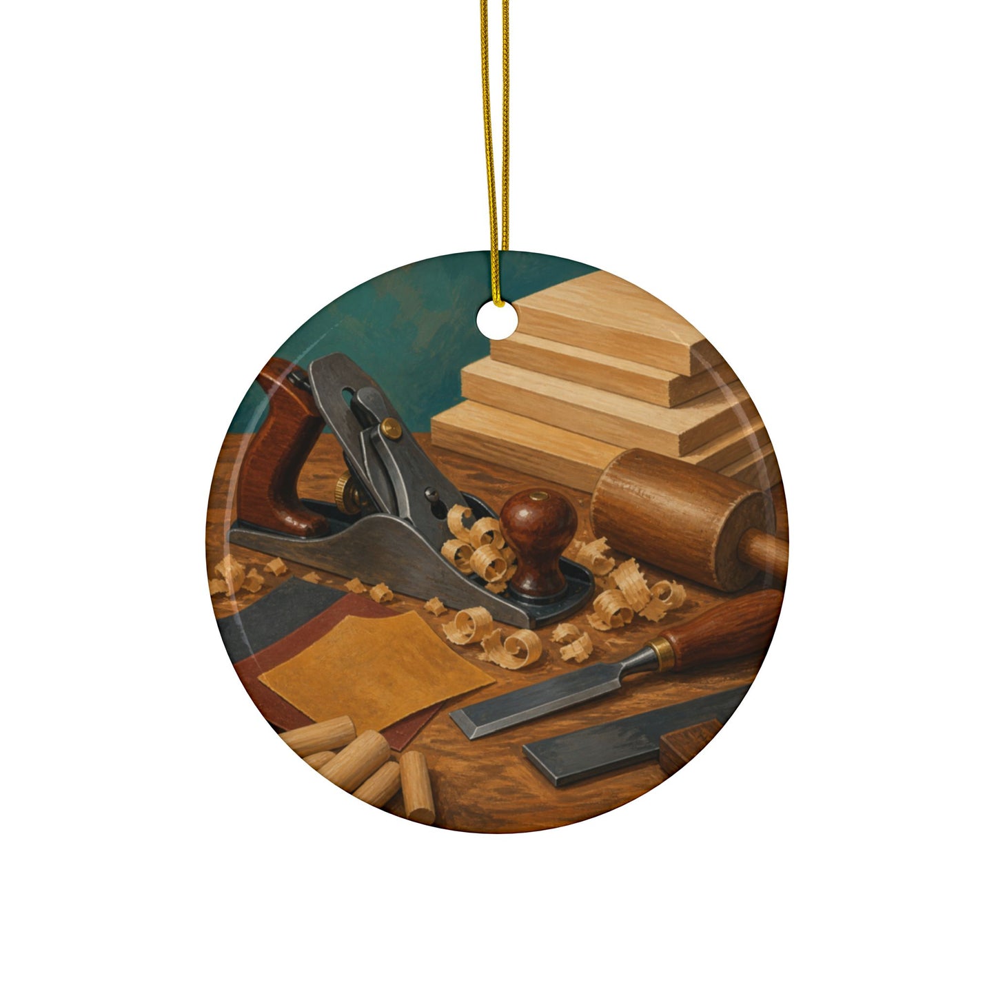Classic Woodworking Tools Hobby Art Ceramic Ornament, Holiday Keepsake and Gift