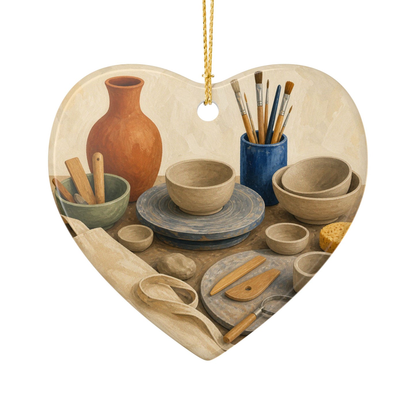 Colorful Pottery Studio Hobby Art Ceramic Ornament, Holiday Keepsake and Gift