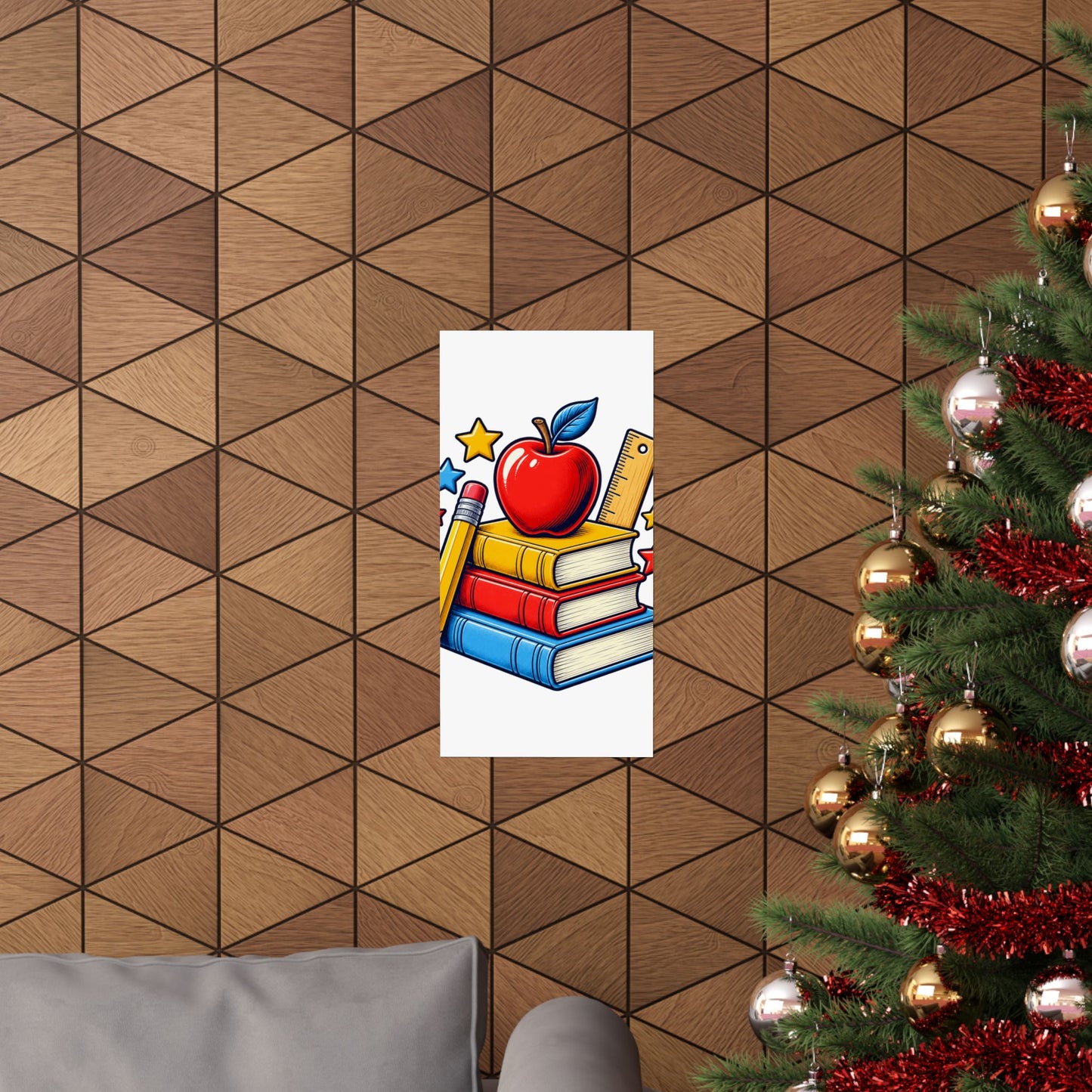 Retro School Books Apple Teacher Appreciation Art Poster
