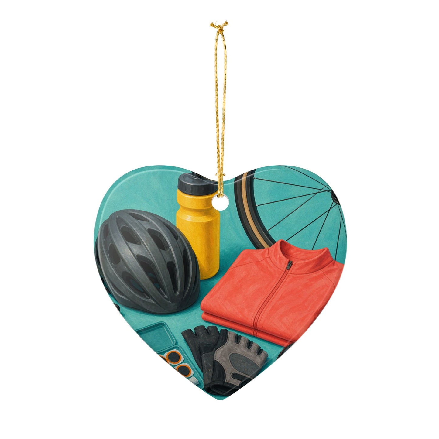 Colorful Cycling Gear Hobby Art Ceramic Ornament, Holiday Keepsake and Gift