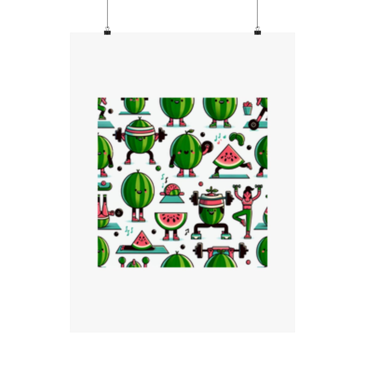Watermelon Workout Club Cute Food Fitness Wall Art Poster