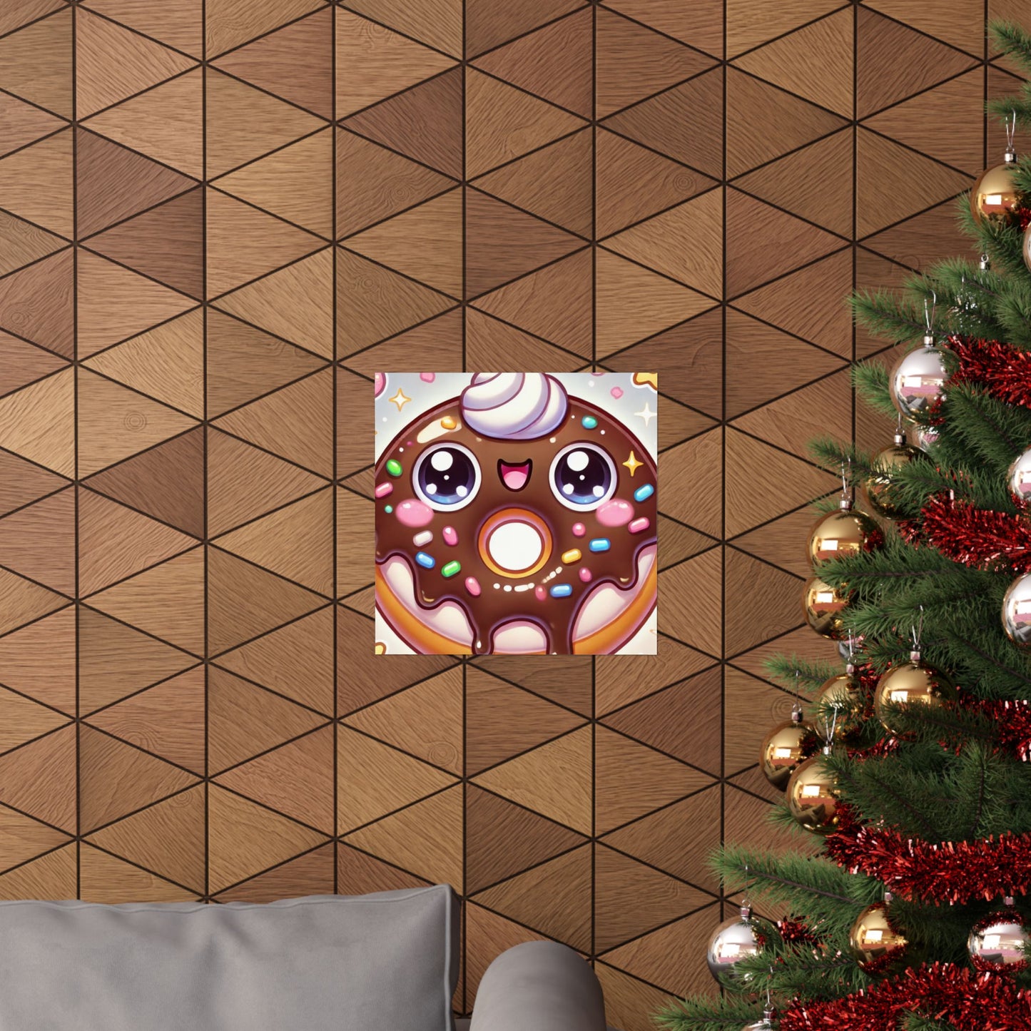 Kawaii Chocolate Donut Cute Dessert Art Poster