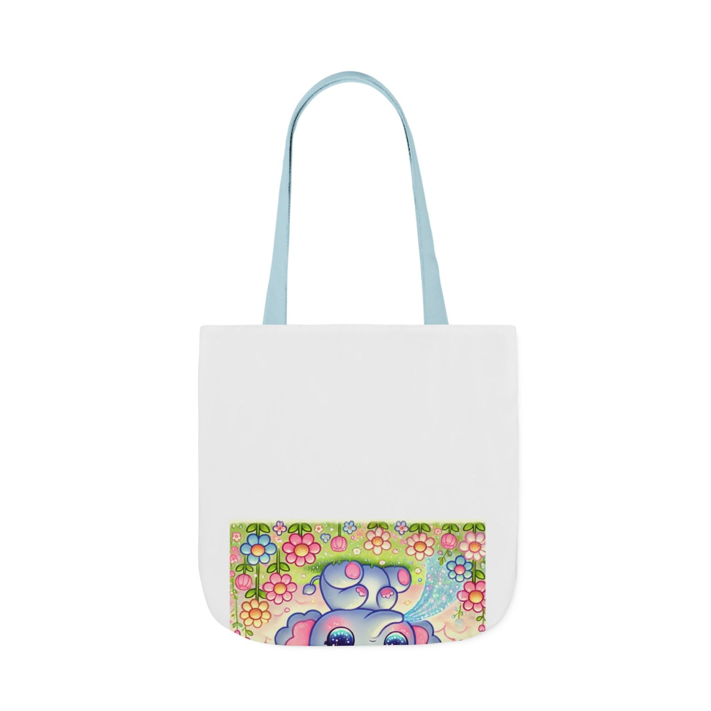 Pastel Rainbow Baby Elephant Floral Canvas Tote Bag