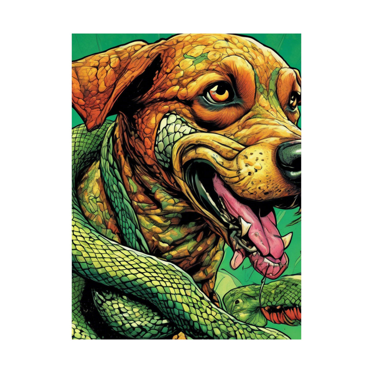 Serpent Guardian Dog Bold Fantasy Creature Art Poster