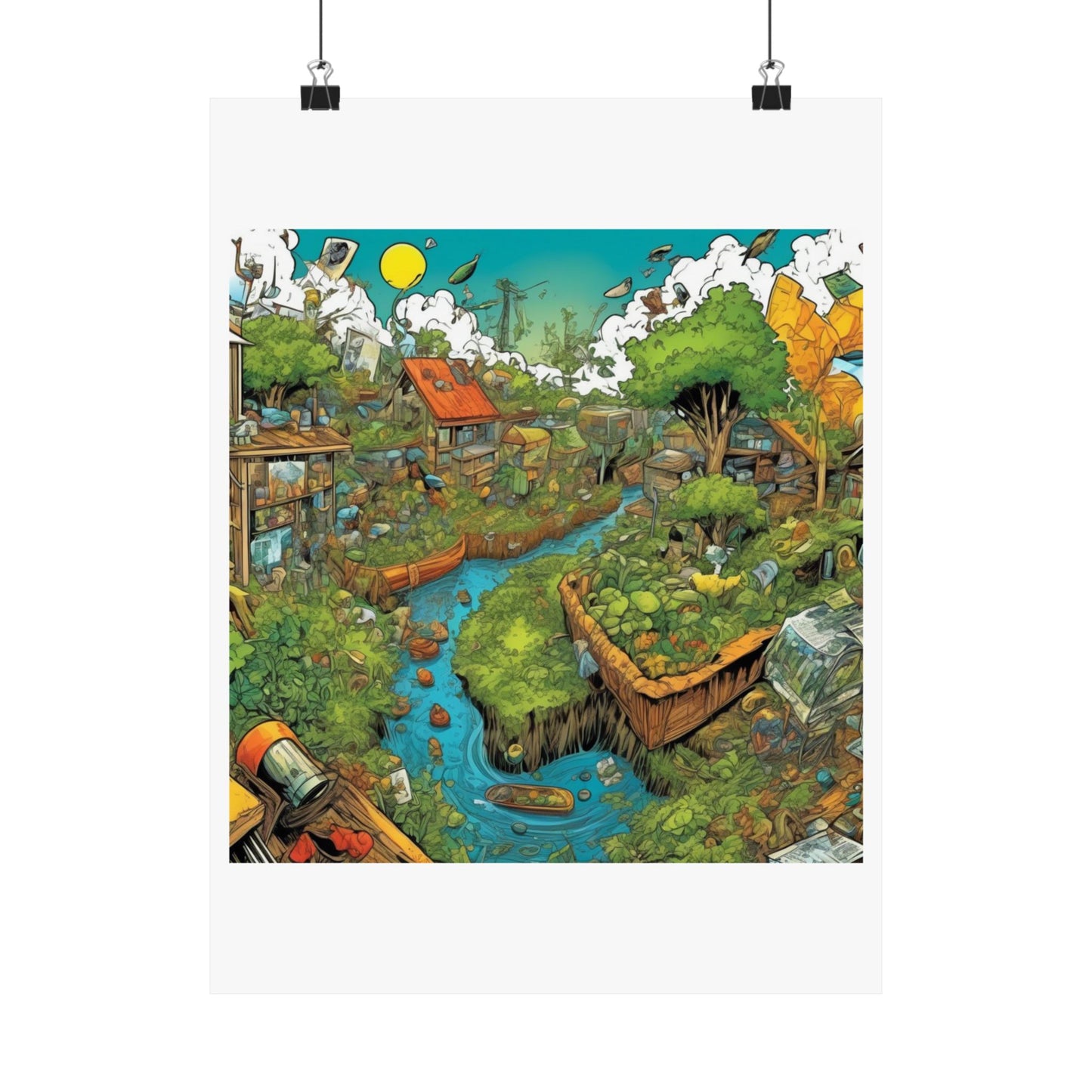 Whimsical Garden Stream Nature Gift Art Poster