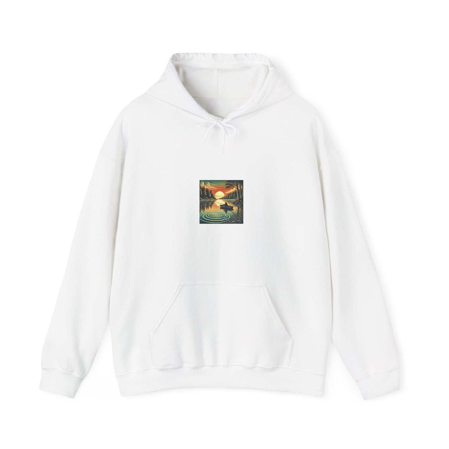 Sunset Lake Fishing Retreat Outdoors Graphic Hoodie for Anglers Gift