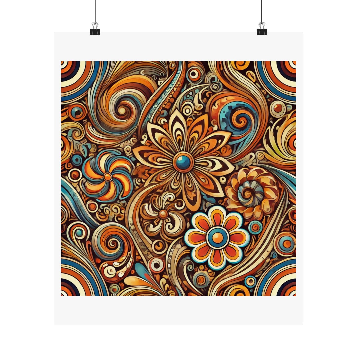 Ornate Abstract Floral Paisley Pattern Poster