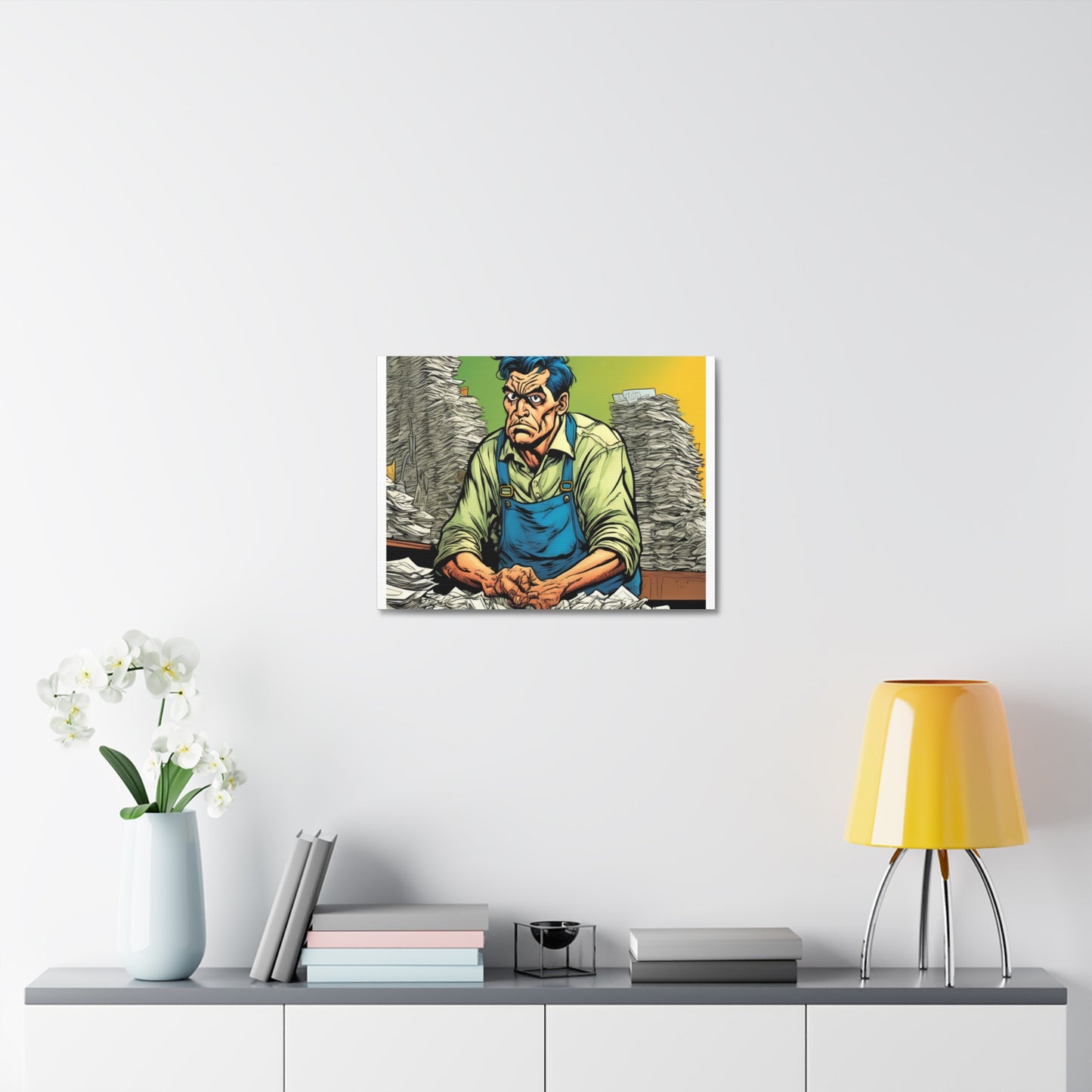 Paperwork Chaos Desk Worker Funny Office Art Canvas