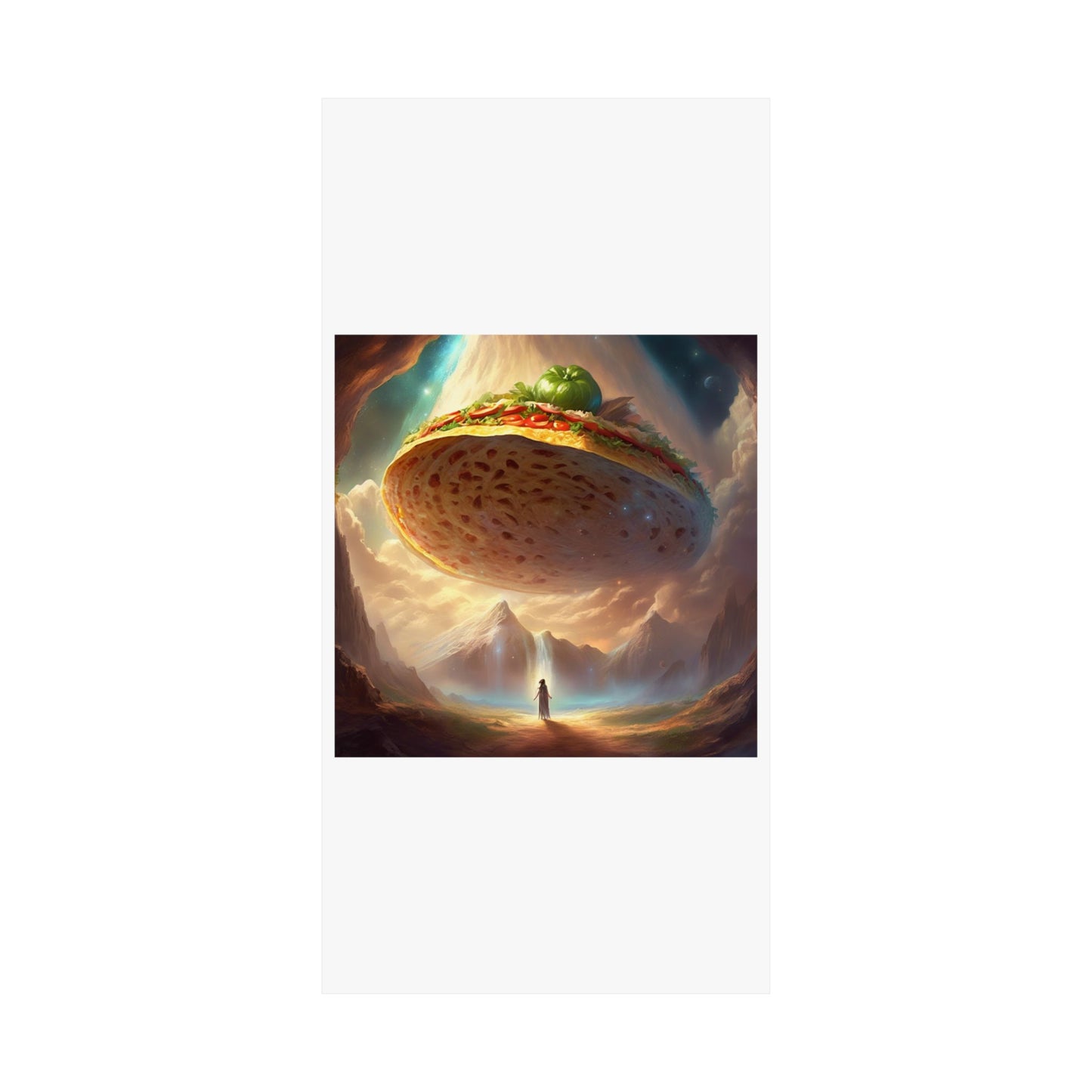 Cosmic Taco UFO Surreal Food Fantasy Art Poster