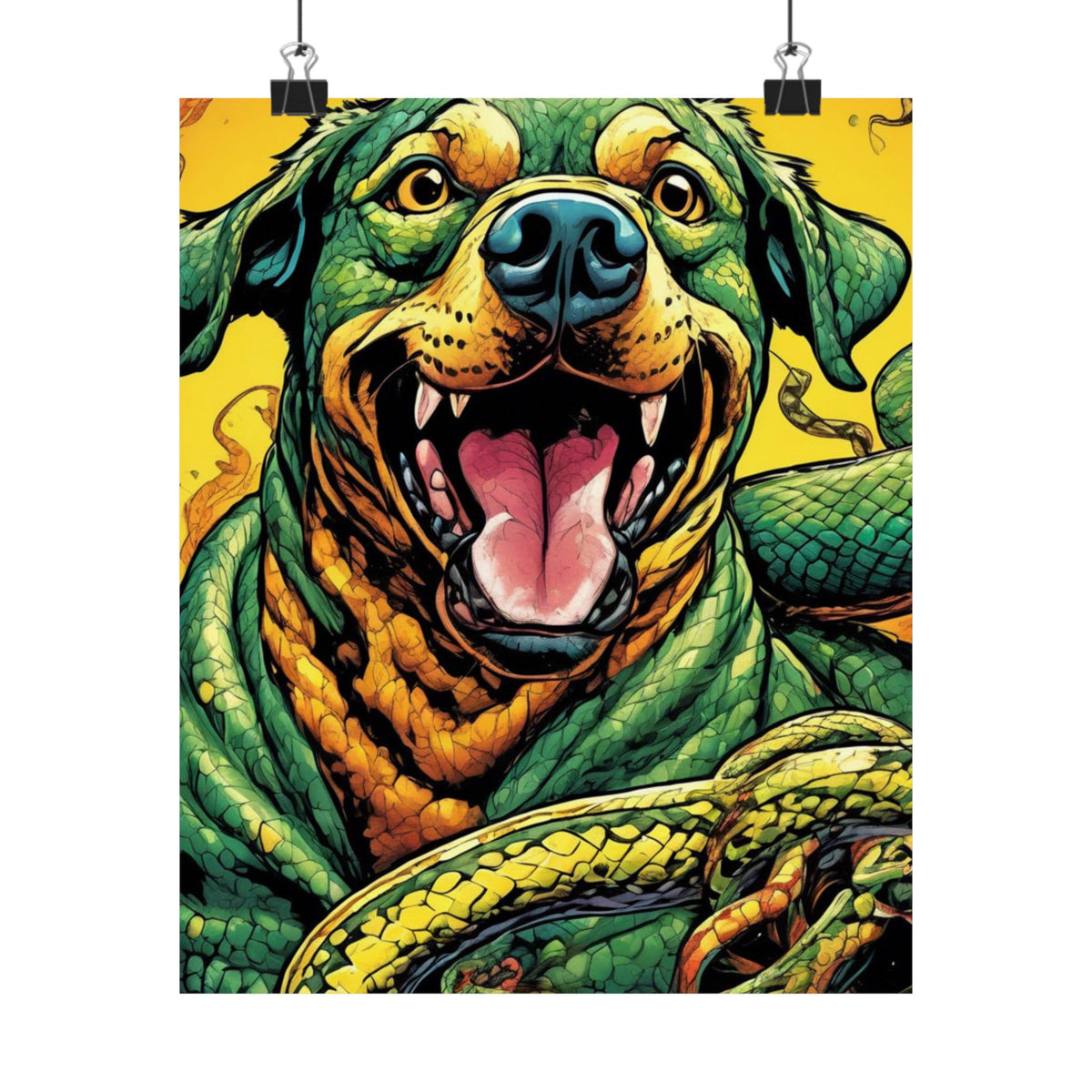 Surreal Serpent Hound Dark Fantasy Wall Art Poster