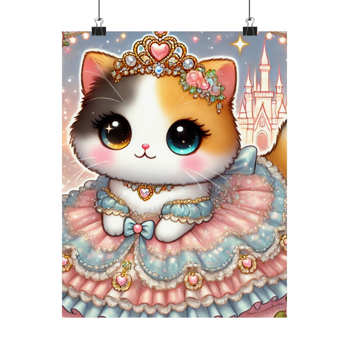 Pastel Princess Calico Cat Fantasy Wall Art Poster