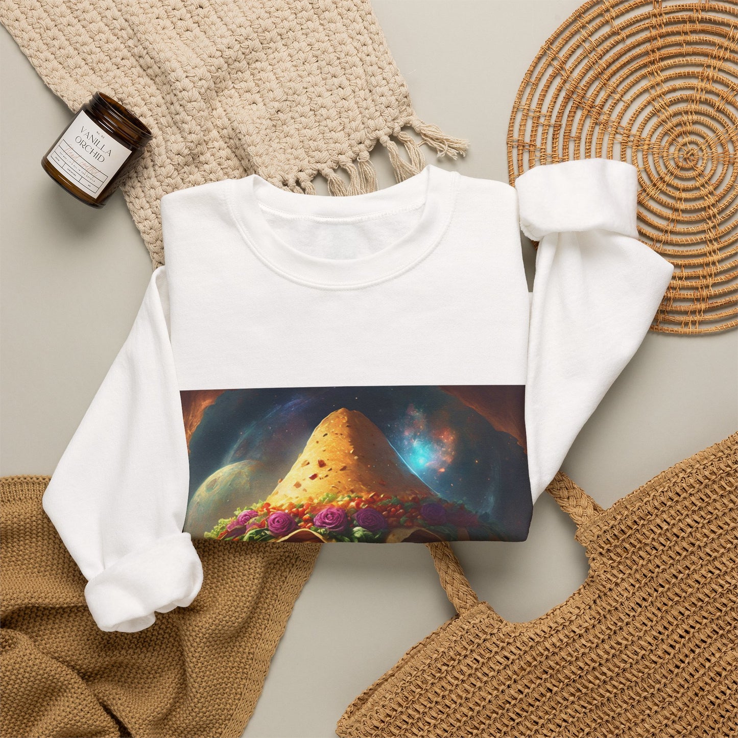 Cosmic Taco Planetoid Surreal Food Fantasy Art Sweatshirt