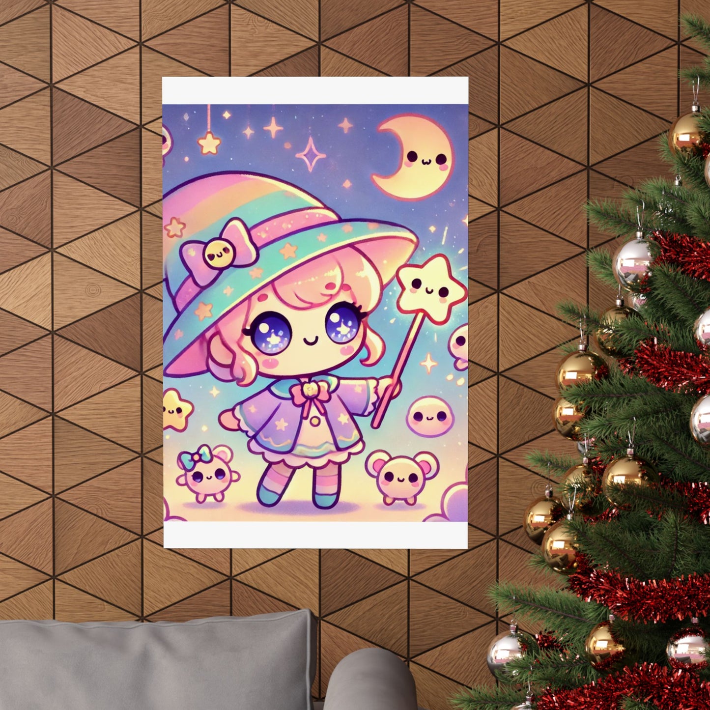 Kawaii Moon Wand Pastel Fantasy Wall Art Poster