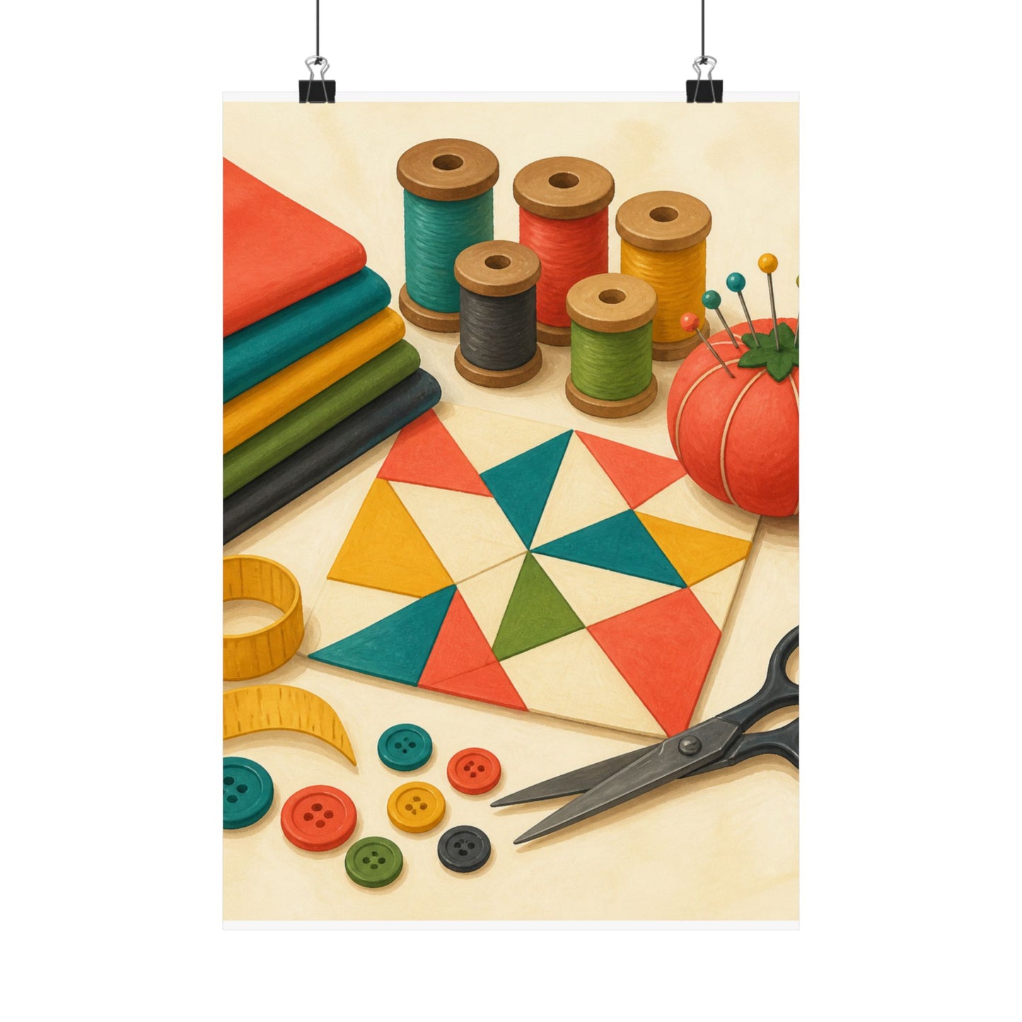 Colorful Sewing and Quilting Hobby Poster